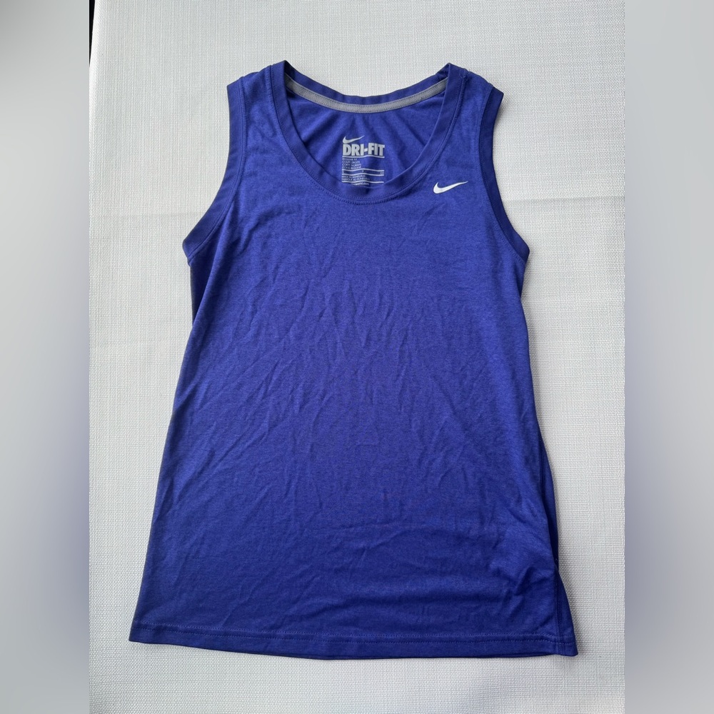 Nike Dri Fit Cotton Sleeveless Tank Tee Top Small Blue Athletic Activewear VGUC